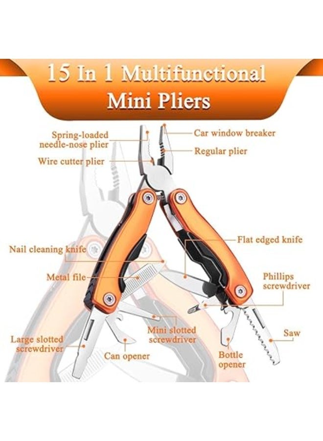 زرادية قابلة للطي متعددة الاغراض من الستانلس ستيل للتخييم والانشطة اليدوية وصيد الاسماك (برتقالي) - Image 2